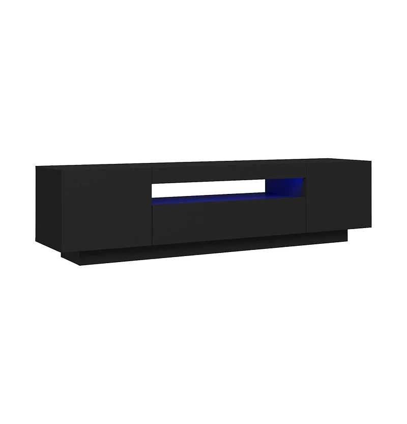 vidaXL Tv Stand with Led Lights Black 63"x13.8"x15.7"