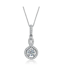 White Gold Plated with Cubic Zirconia Solitaire Small Drop Pendant Necklace
