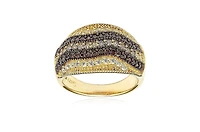 Suzy Levian Sterling Silver Cubic Zirconia Multi Row Brown Ring