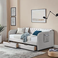 Simplie Fun Twin Daybed with Trundle, Storage Drawers & Flat Arms