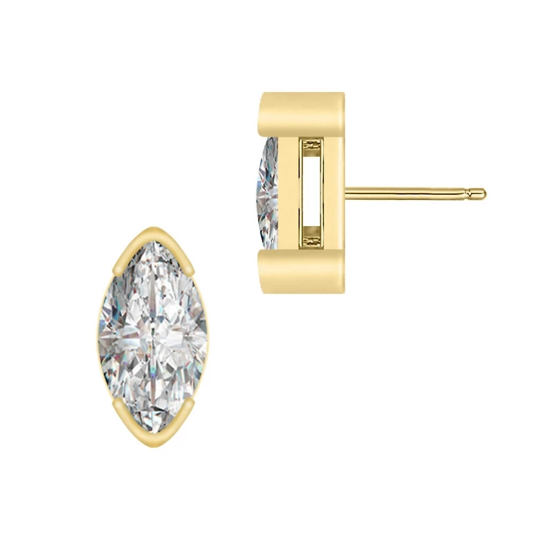 Extra Mini 14k Gold Plated Marquise Stud Earrings