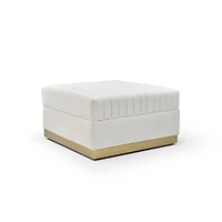 Streamdale Furniture Big Beige Velvet Ottoman with Vertical Tufting