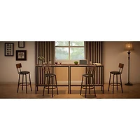 Streamdale Furniture Rustic Brown Bar Table Set with 2 Stools