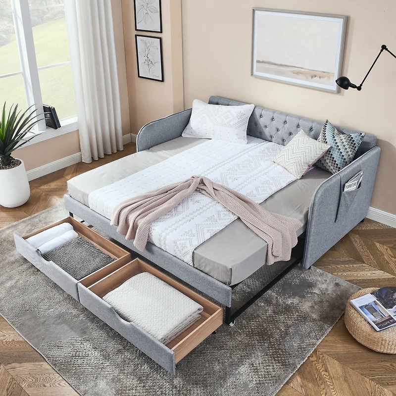 Streamdale Upholstered Daybed with Trundle and Storage_Drawers