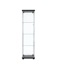 Streamdale Furniture One Door Glass Cabinet Glass Display Cabinet With 4 Shelves, Black