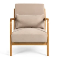 Streamdale Furniture Leisure Chair With Solid Wood Armrest And Feet, Mid-Century Modern Accent Sofa