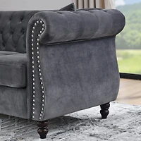 Streamdale Furniture 3-Seater + 3-Seater Combination Sofa.Grey Velvet
