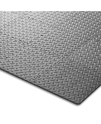 Philosophy Gym Pack of 12 Exercise Flooring Mats - 12 x 12 Inch Foam Rubber Interlocking Puzzle Floor Tiles - Gray