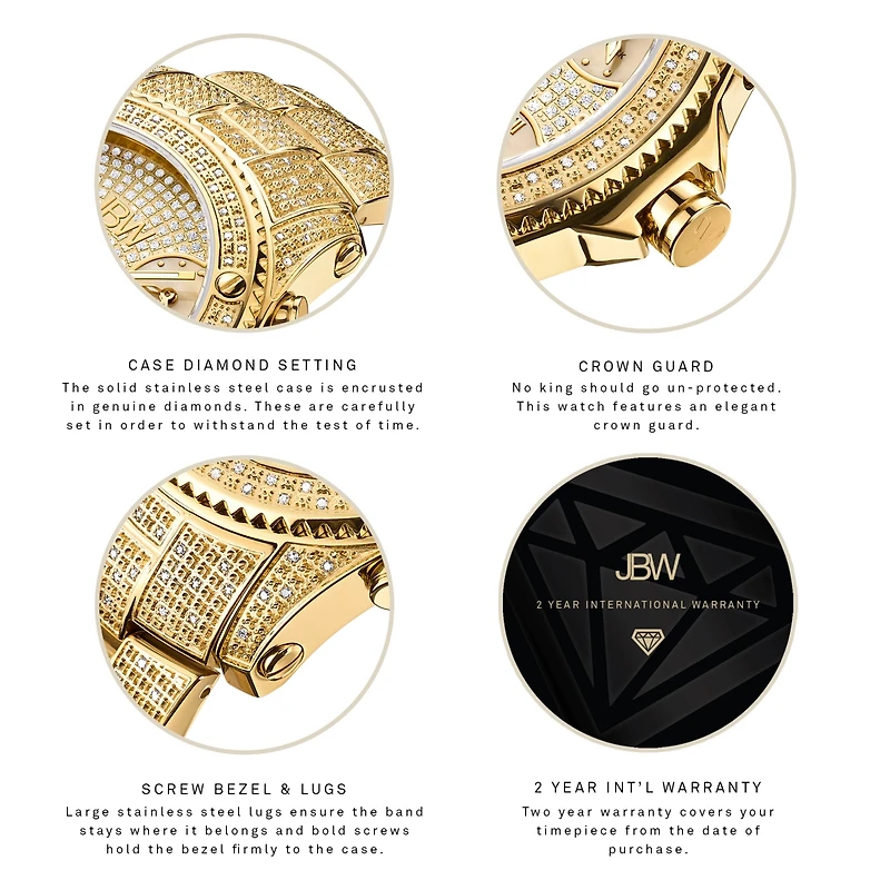 Jbw Men's Jet Setter Diamond (2 ct.t.w.) 18k Gold Plated Stainless Steel Watch