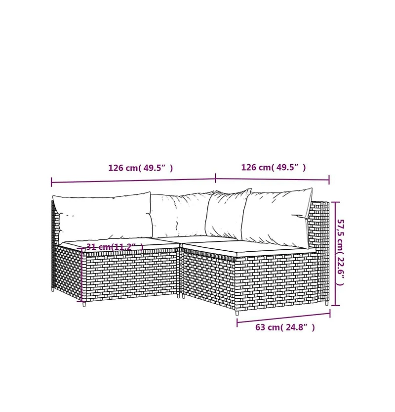 vidaXL Piece Patio Lounge Set with Cushions Poly Rattan