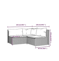 vidaXL Piece Patio Lounge Set with Cushions Poly Rattan
