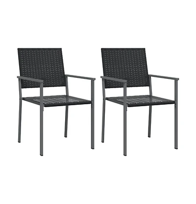 vidaXL Patio Chairs 2 pcs Black 21.3"x24.6"x35" Poly Rattan