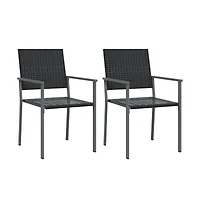 vidaXL Patio Chairs 2 pcs Black 21.3"x24.6"x35" Poly Rattan