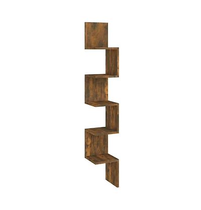 vidaXL Wall Corner Shelf Smoked Oak 7.9"x7.9"x50.2" Engineered Wood