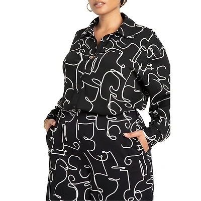 Eloquii Plus Printed Button Down