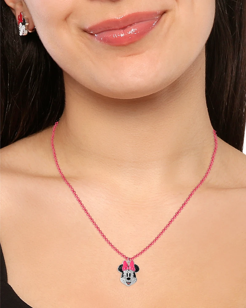 Disney Minnie Mouse Pave Pink Necklace