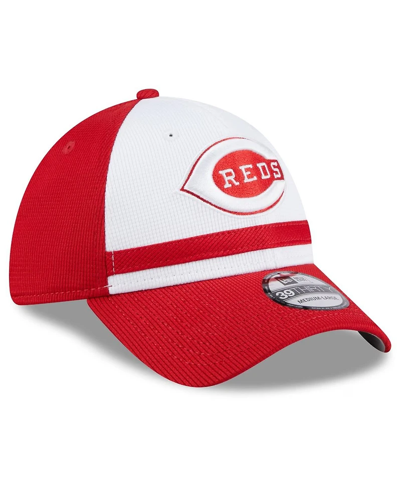 New Era Men's White Cincinnati Reds 2024 Batting Practice 39THIRTY Flex Hat
