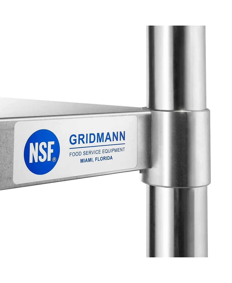 Gridmann 48 x 24 Inch Stainless Steel Table w/ Backsplash & 4 Casters, Nsf Commercial Kitchen Work & Prep Table