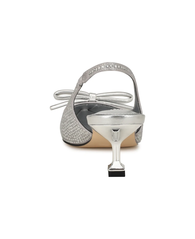 Nine West Women's Wunder Embellished Slingback Kitten Heel Pumps