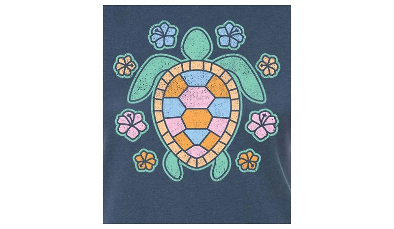 Hybrid Apparel Trendy Juniors Turtle Flower Graphic Tee