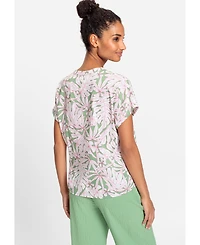 Olsen Cotton Viscose Short Sleeve Tie Waist Woven Top