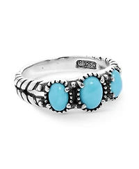 American West Jewelry Sterling Silver Women's Ring with Genuine Gemstone, 3-Stone Design, Sizes 5-10