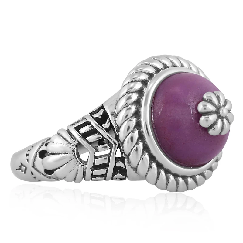 American West Jewelry Southwestern Wildflower Ring-Crafted from Sterling Silver and Genuine Gemstones, Sizes 5-10