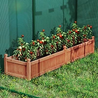 Wooden Raised Garden Bed Outdoor Rectangular Planter Box with Drainage Holes