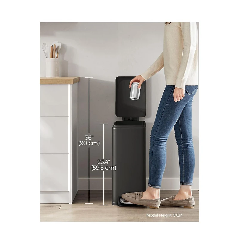 Slickblue 12.7 Gallon Garbage Can For Narrow Spaces With Soft-close Lid
