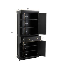 Sugift Traditional Freestanding Storage Cabinet with Adjustable Shelves and Drawer