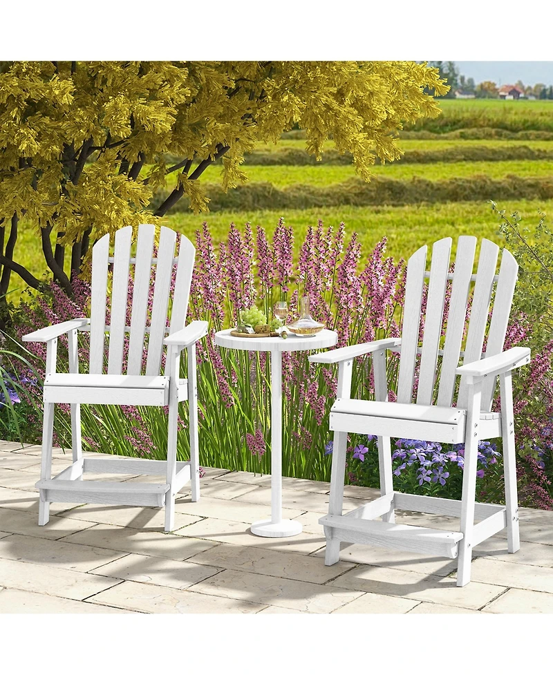 Costway 4 Pcs Tall Bar Stool Hdpe Patio Chair with Armrest Footrest Home Indoor Outdoor