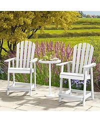 Costway 4 Pcs Tall Bar Stool Hdpe Patio Chair with Armrest Footrest Home Indoor Outdoor