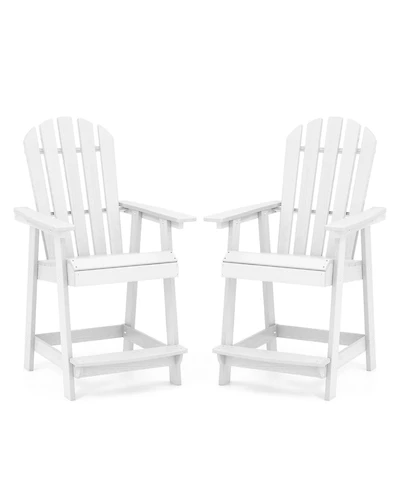 Costway 4 Pcs Tall Bar Stool Hdpe Patio Chair with Armrest Footrest Home Indoor Outdoor