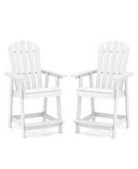 Costway 4 Pcs Tall Bar Stool Hdpe Patio Chair with Armrest Footrest Home Indoor Outdoor