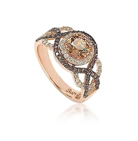 Suzy Levian Sterling Silver Cubic Zirconia Braided Halo Brown Bridal Center Stone Ring