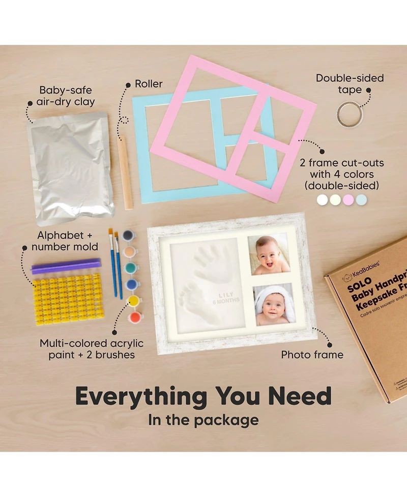 Solo Baby Hand and Footprint Kit, Keepsake Picture Frames, Handprint Newborn Girl, Boy Gifts