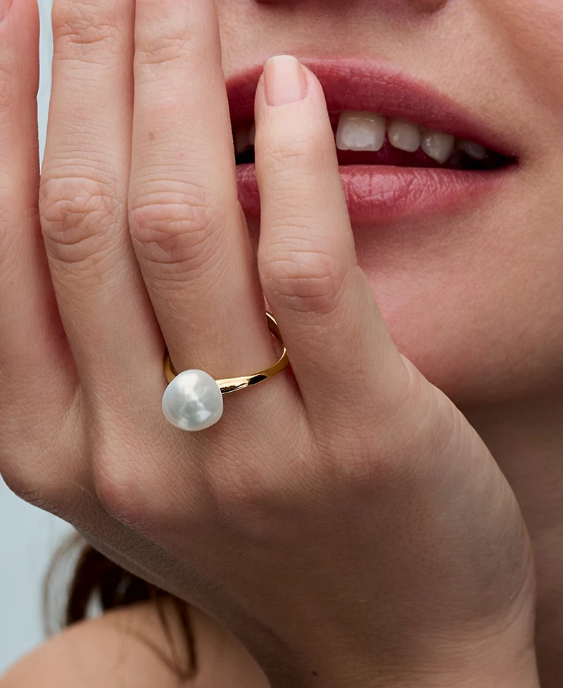 Pandora Baroque Treated Freshwater Cultured Pearl Ring 14k Gold-plated