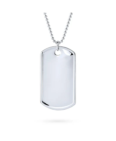Bling Jewelry X-Large Army Military Dog Tag Pendant Necklace Sterling Silver Long Bead Ball Chain 24 Inch