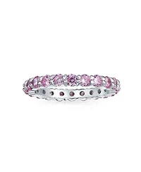 Bling Jewelry Cubic Zirconia Stackable Cz Eternity Thin 3MM Band Ring Sterling Silver