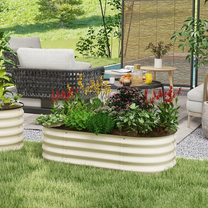 Outsunny Galvanized Raised Garden Bed Planter Box, 4.9' x 2' 1',