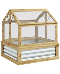 Outsunny Raised Garden Bed with Wooden Cold Frame, 35.5" x 31.5" x 36"