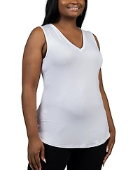24seven Comfort Apparel Plus Size V-Neck Sleeveless Rounded Hemline Top