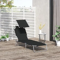 Outsunny Outdoor Chaise Lounge ning Chair, Folding W/ Sun Shade,