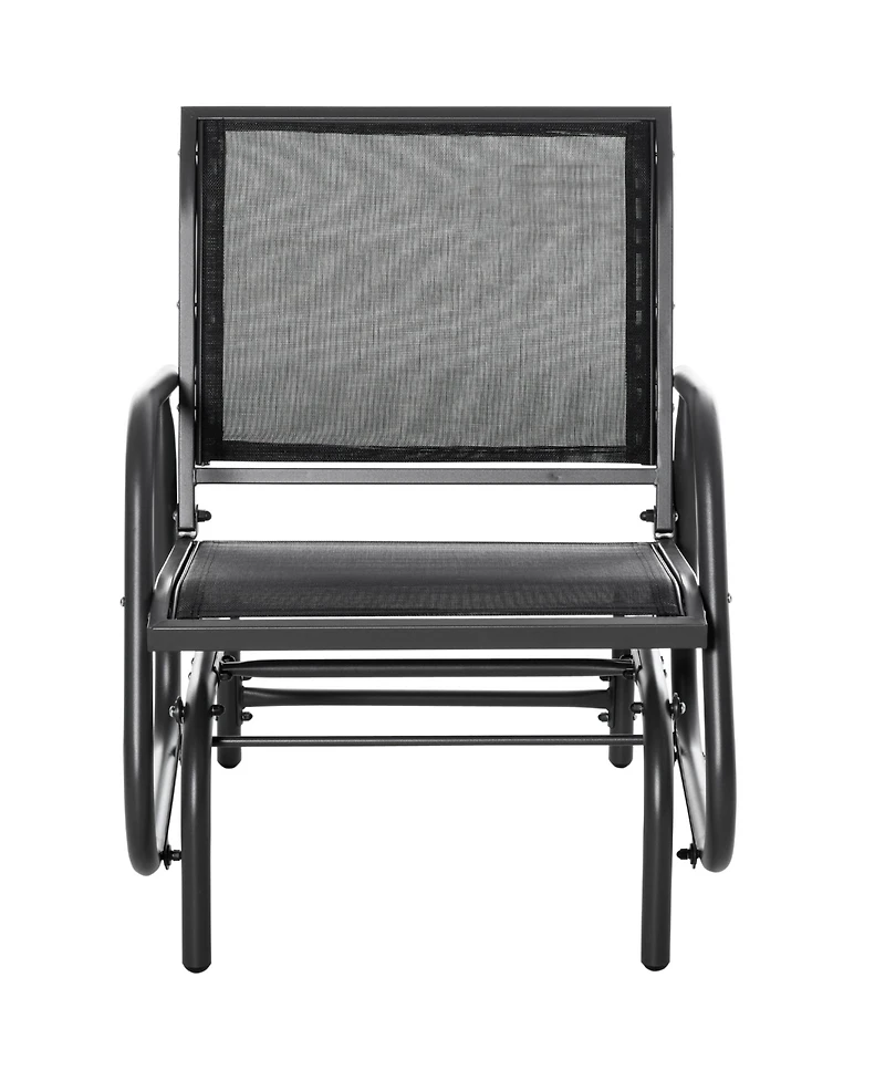 Outsunny Outdoor Glider with Breathable Mesh Fabric Curved Armrests