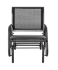 Outsunny Outdoor Glider with Breathable Mesh Fabric Curved Armrests