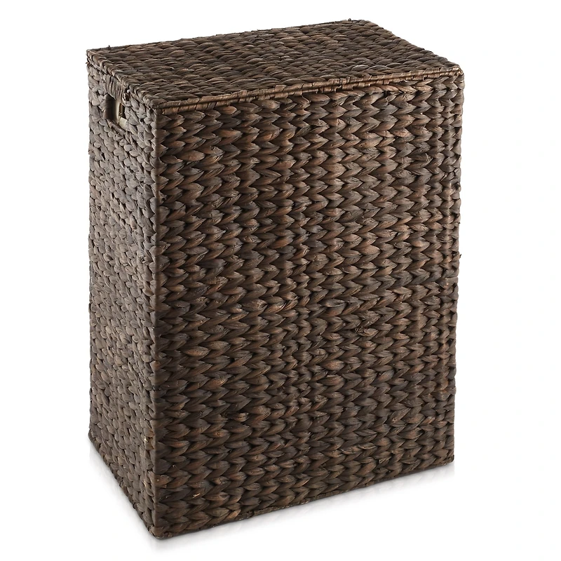 Casafield Large Laundry Hamper with Lid and Removable Liner Bag - Natural, Woven Water Hyacinth Laundry Basket for Clothes