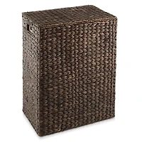 Casafield Large Laundry Hamper with Lid and Removable Liner Bag - Natural, Woven Water Hyacinth Laundry Basket for Clothes