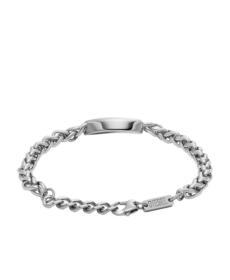 Diesel Men's Red Lacquer and Stainless Steel Chain Bracelet