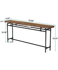 Tribesigns Console Table, 70.9 Inches Extra Long Sofa Table for Living Room, Industrial Narrow Console Sofa Tables Behind Couch, Rustic Brown