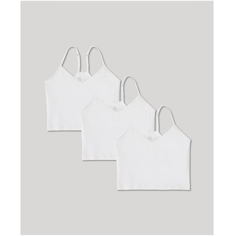 Pact Women's Organic Cotton Everyday Shelf Bra Cropped Camisole 3-Pack